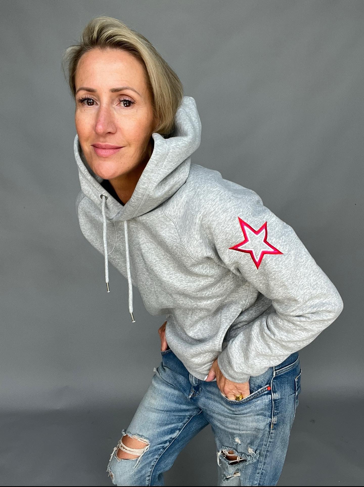 Heather Grey Arm Star Hoodie