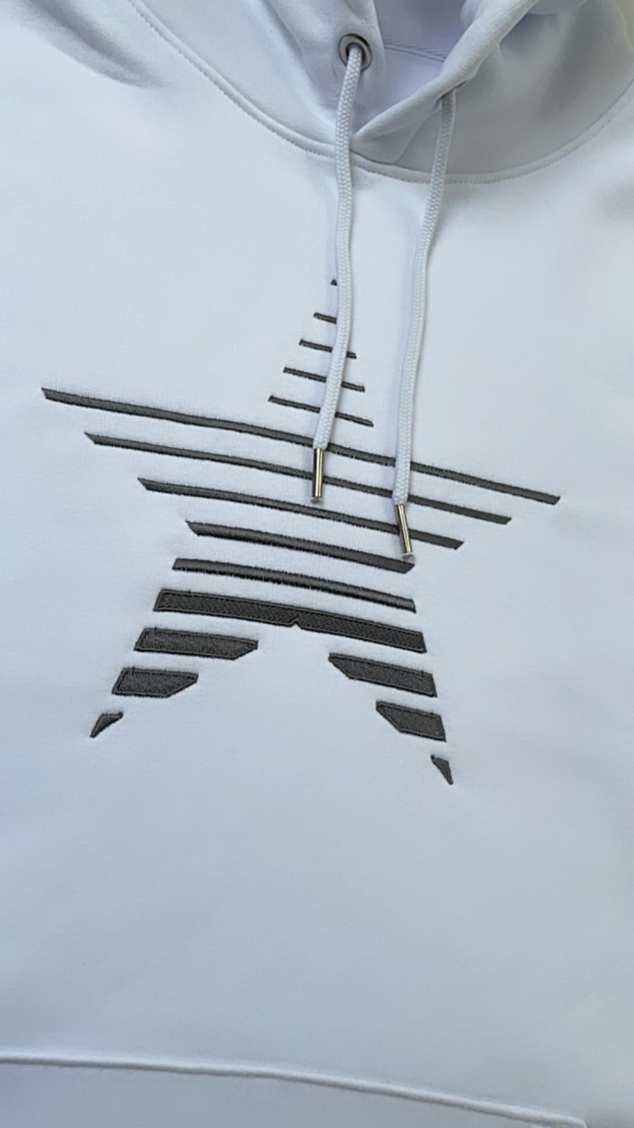 White Striped Star Hoodie