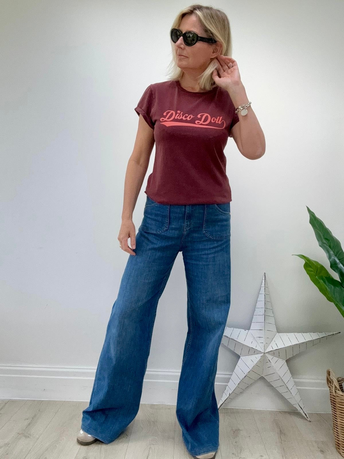 NEW Retro Disco Doll Tee - Stone Wash Burgundy