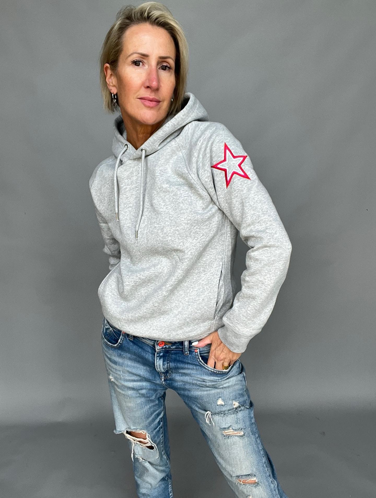 Heather Grey Arm Star Hoodie