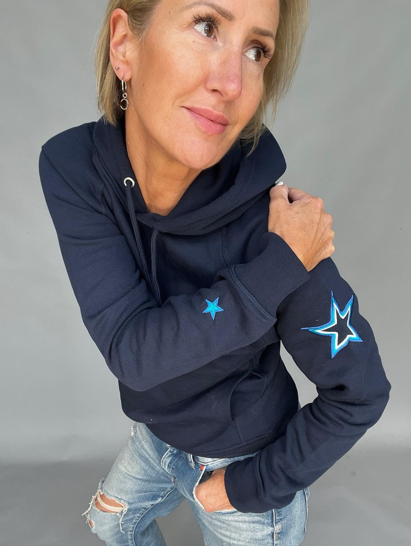 Navy Arm Star Hoodie - MADE TO ORDER