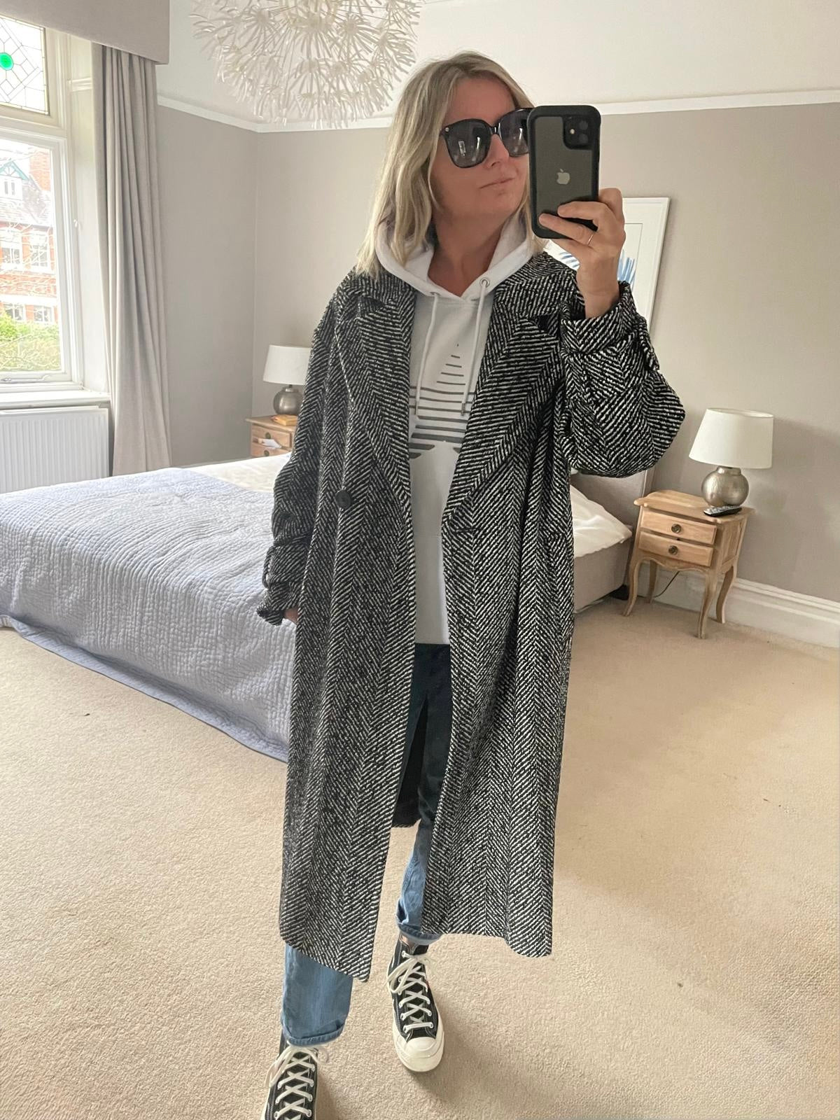 White Striped Star Hoodie