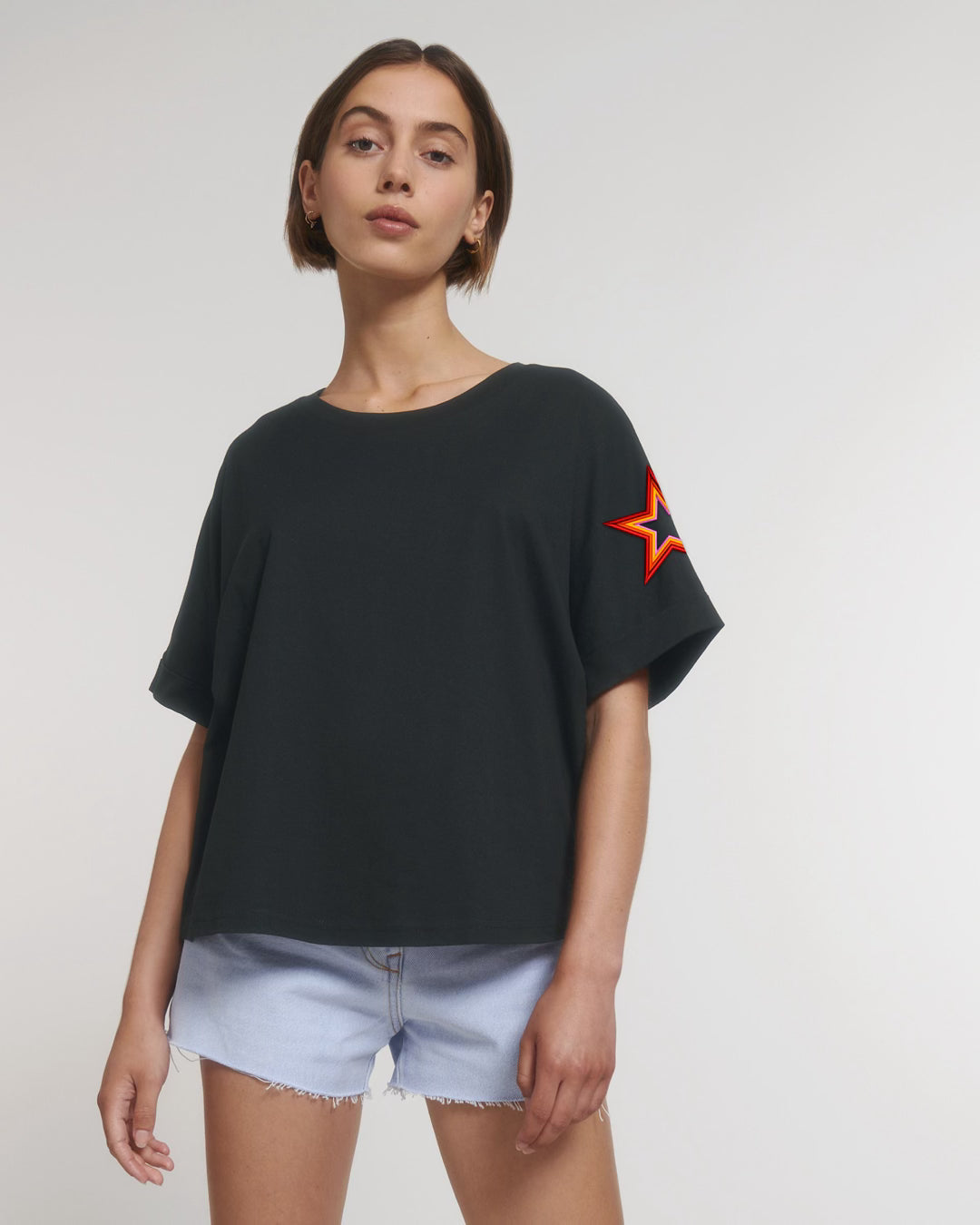 Black Arm Star Tee - Boxy Fit - MADE TO ORDER
