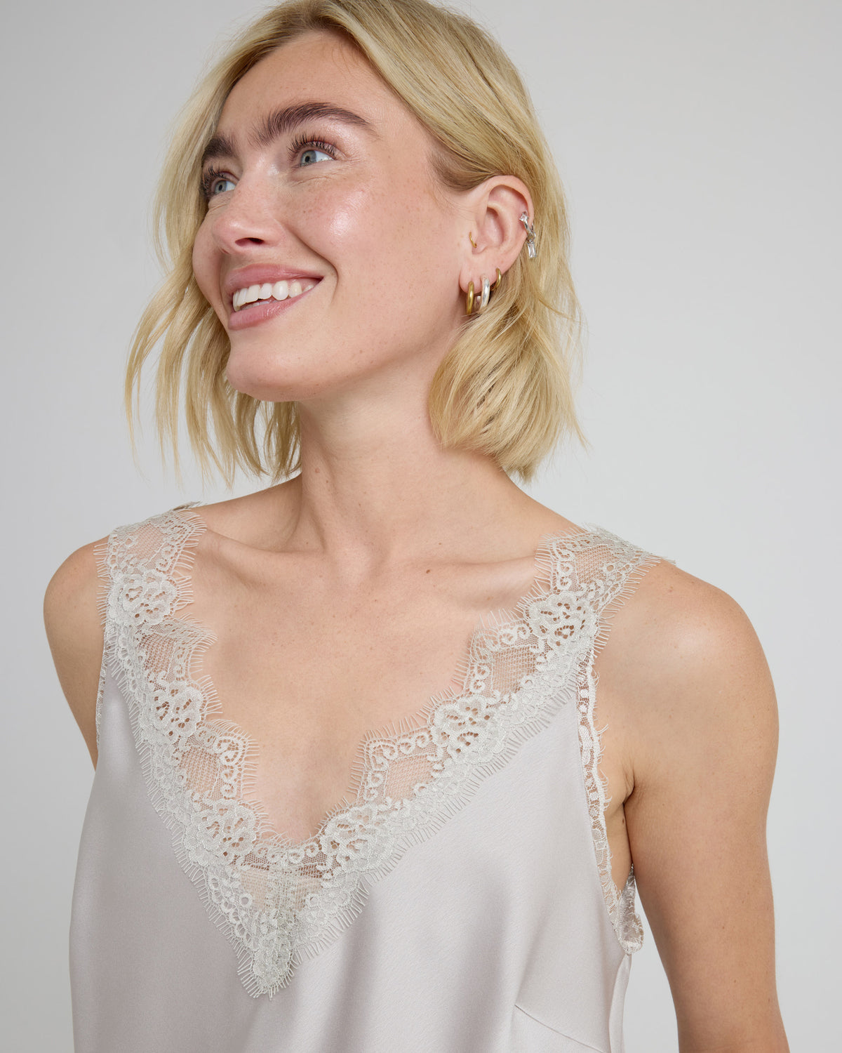 Lace Trim Camisole - Light taupe