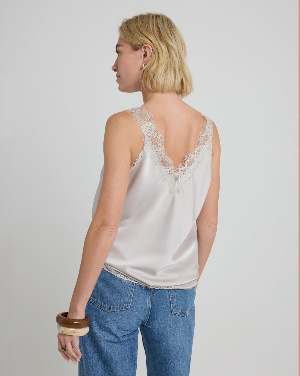 Lace Trim Camisole - Light taupe
