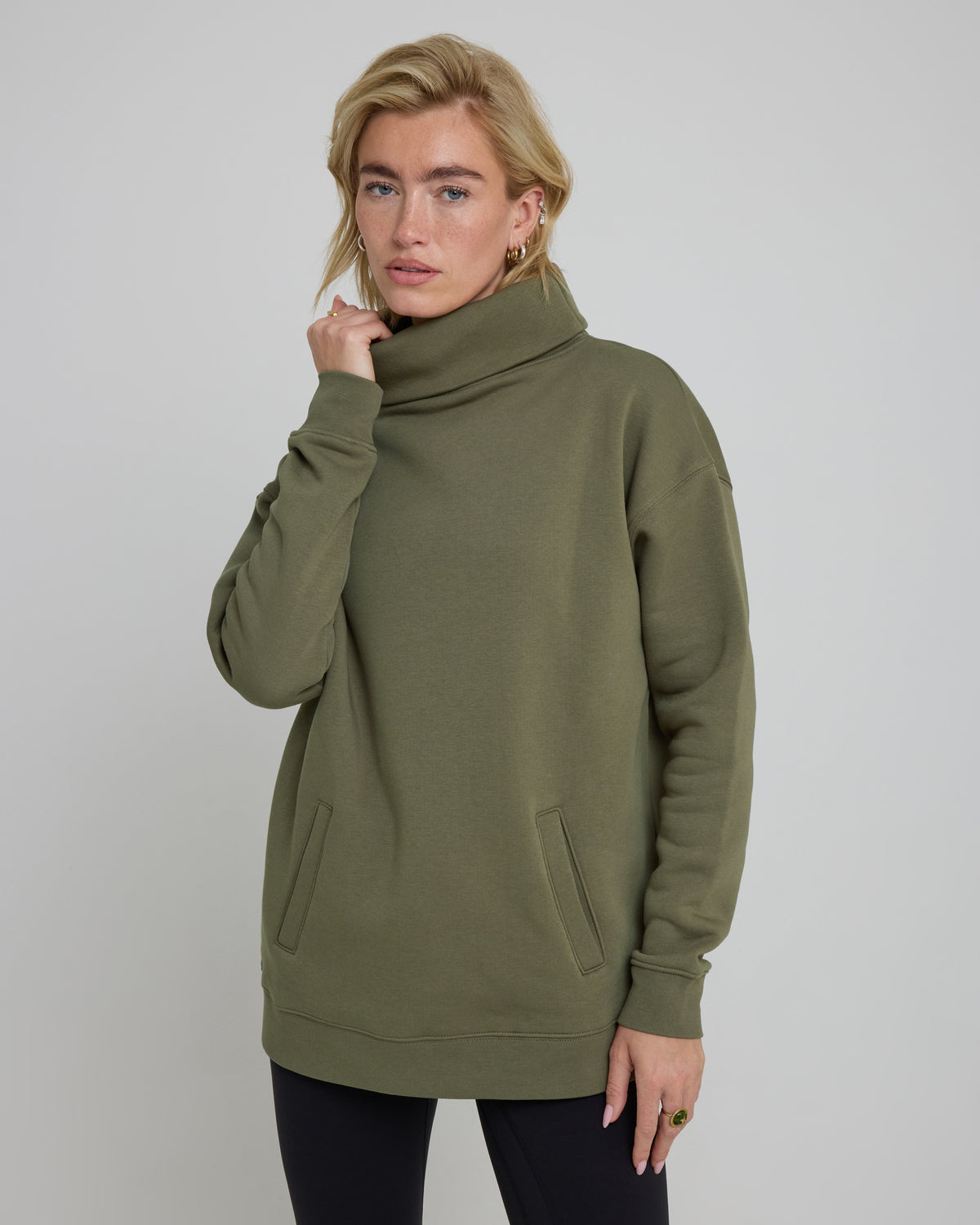 High Neck Sweatshirt - Olive
