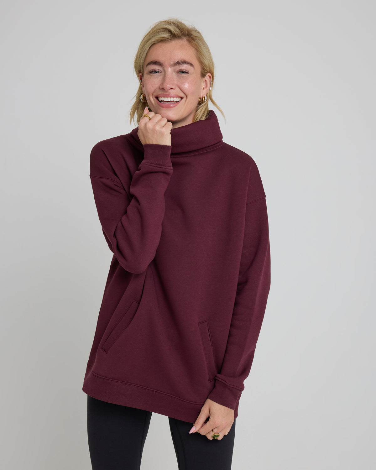 High Neck Sweatshirt - Burgundy