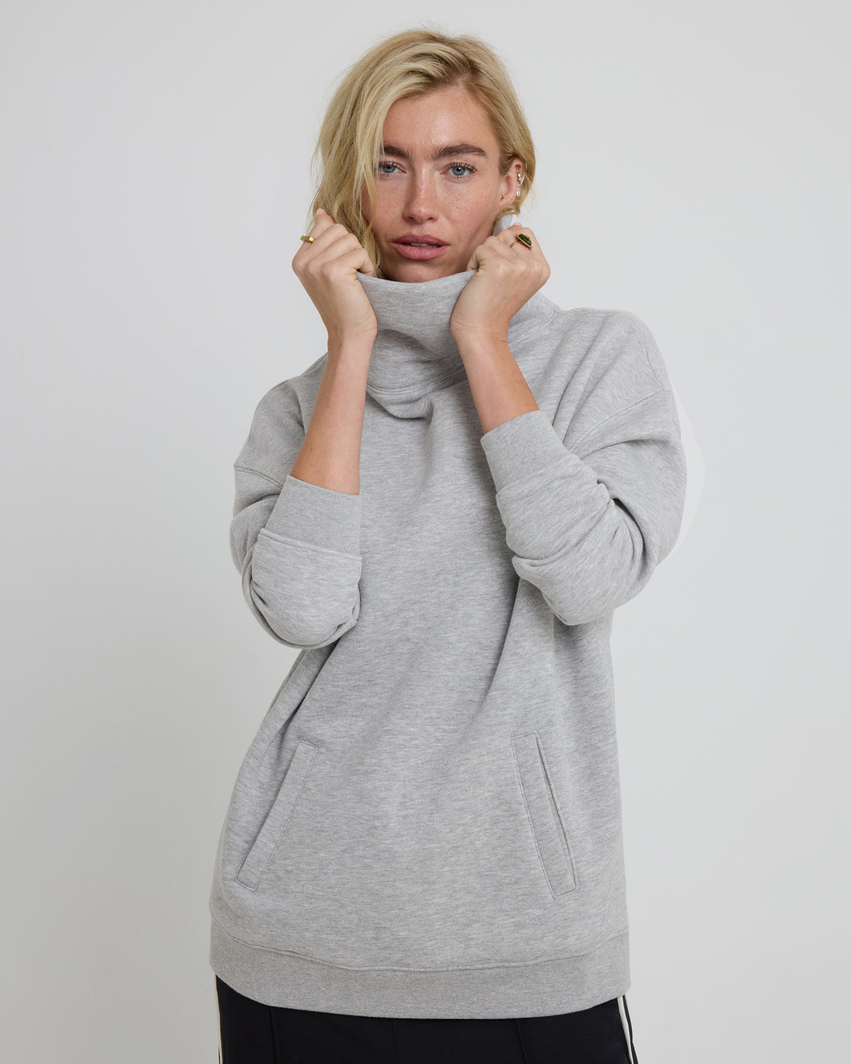 High Neck Sweatshirt - Marl Grey