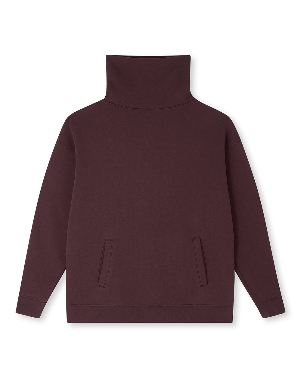 High Neck Oversized Sweatshirt - Burgundy
