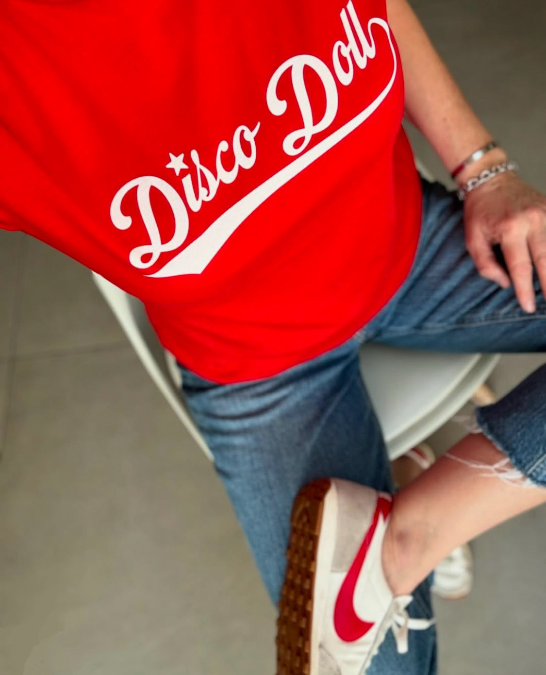 Retro Disco Doll Tee - Red
