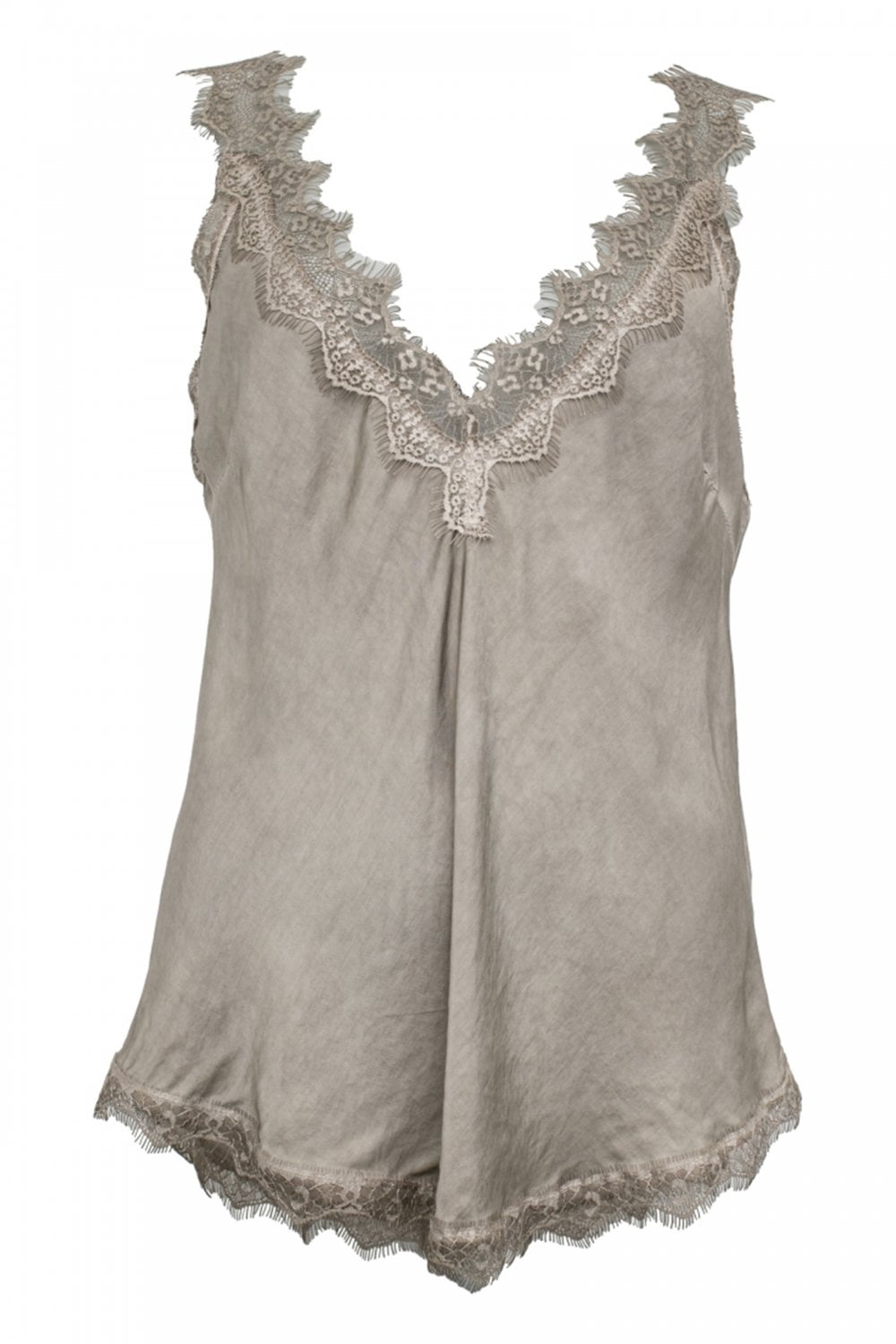 Lace Trim Cami Top - Stone