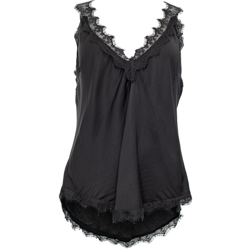 Lace Trim Cami Top - Black