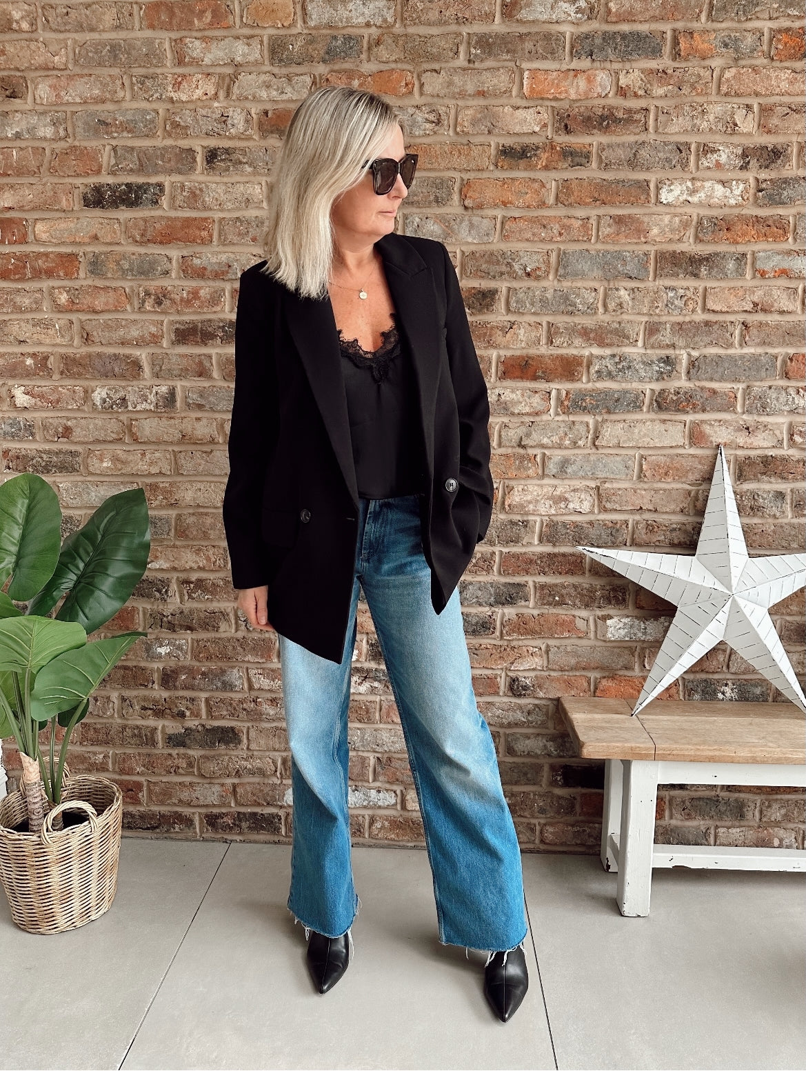 Lace Trim Cami Top - Black