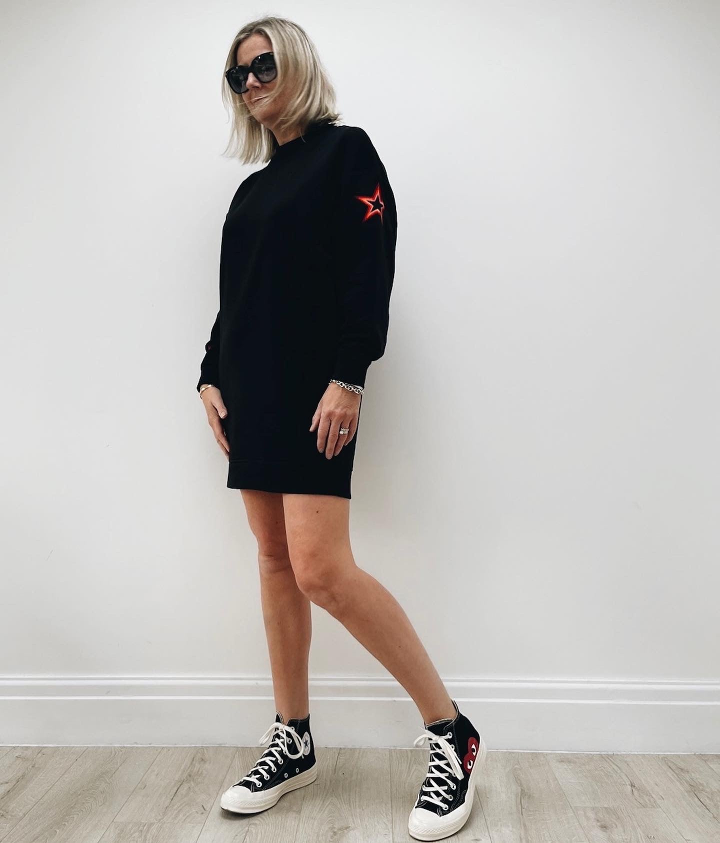 Black Oversized Sweatshirt Dress