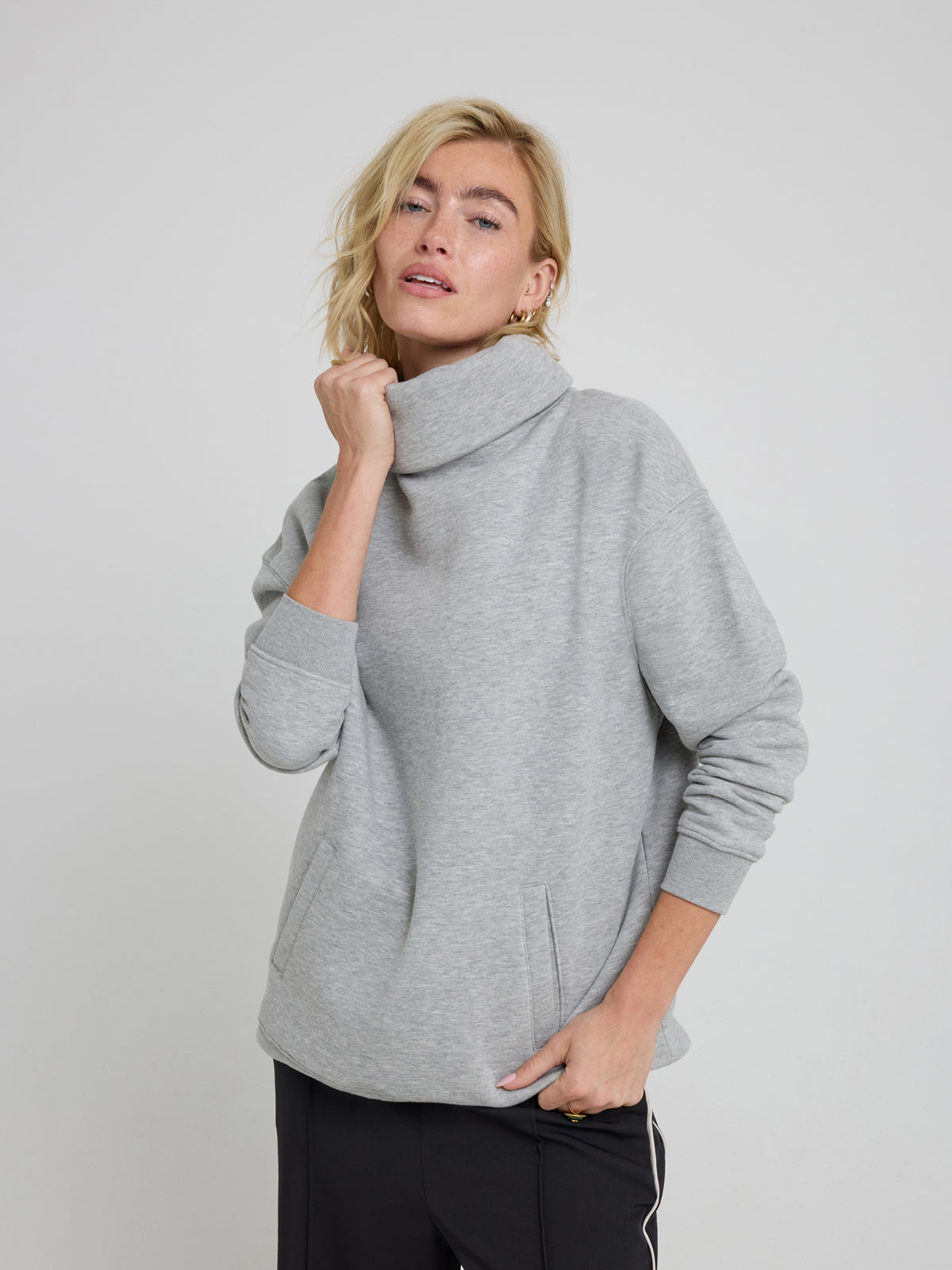 High Neck Sweatshirt - Marl Grey