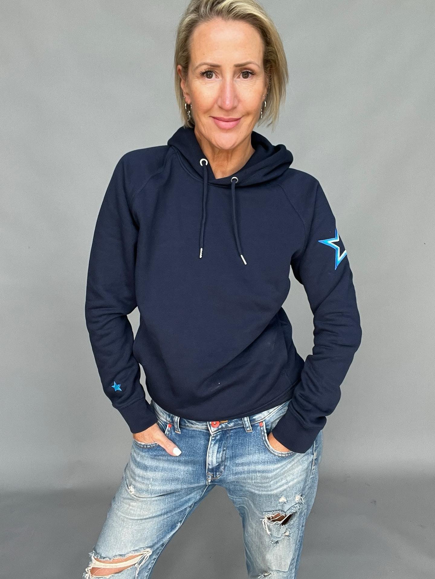 Navy Arm Star Hoodie - MADE TO ORDER