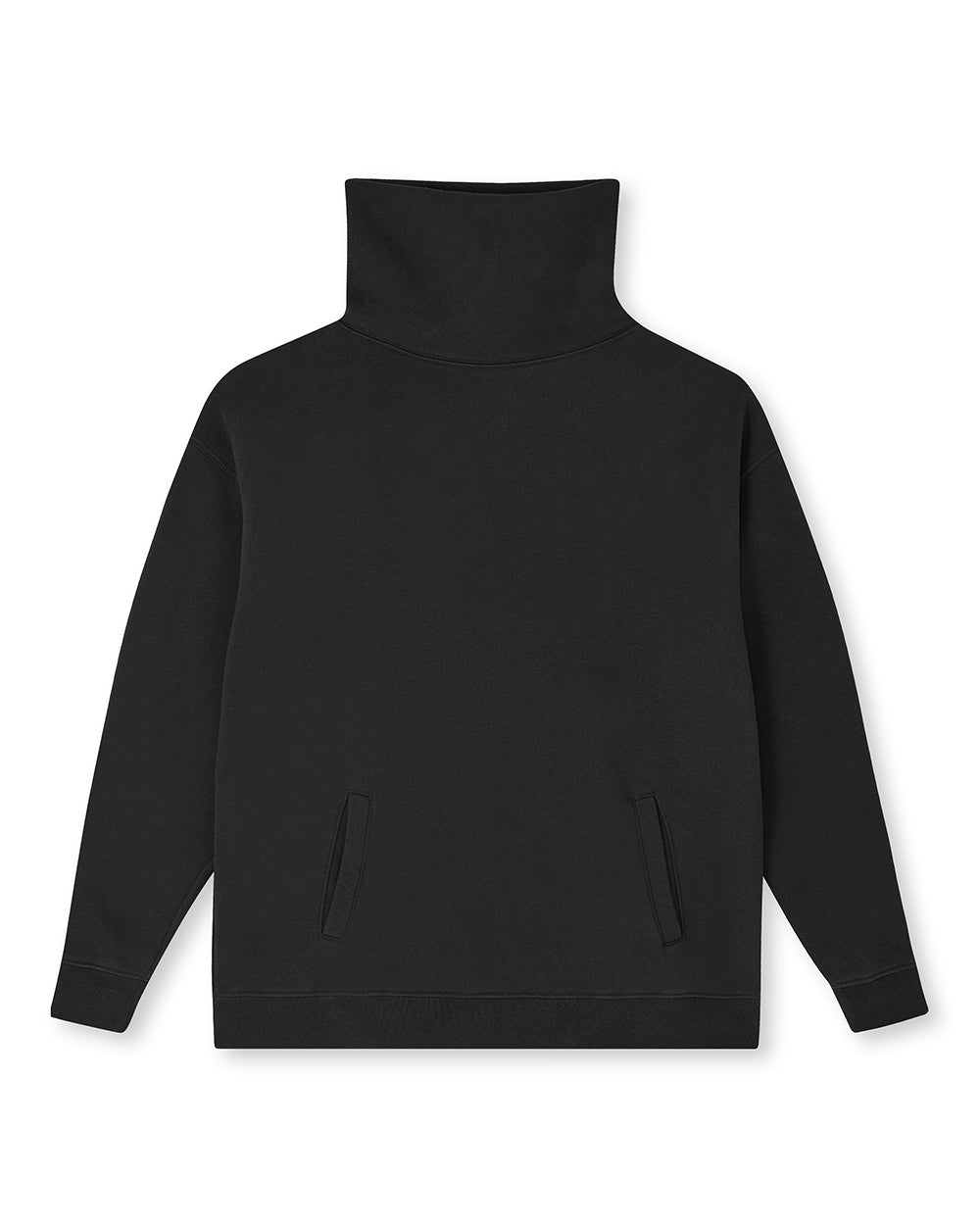 High Neck Oversized Sweatshirt - Black