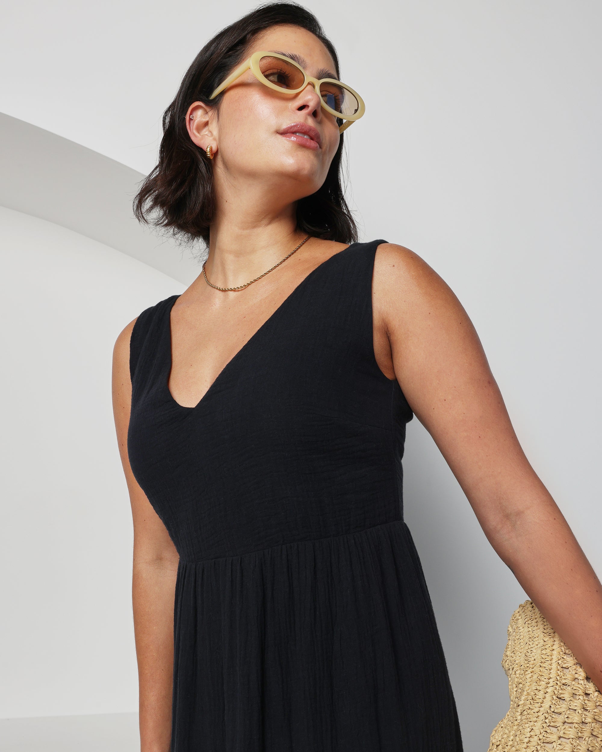 Cheesecloth Dress - Black