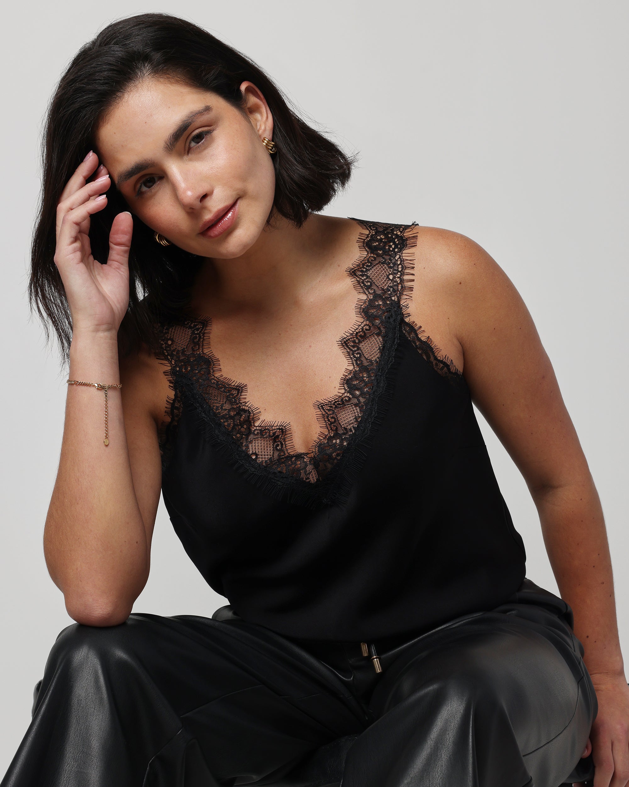 Lace Camisole Top - Black
