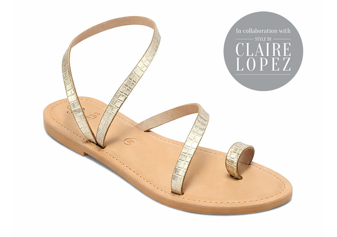 NEW Santorini Sandals- Gold Croc - Cushioned Sole