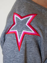 Load image into Gallery viewer, Mid Heather Grey Shoulder Star Sweatshirt