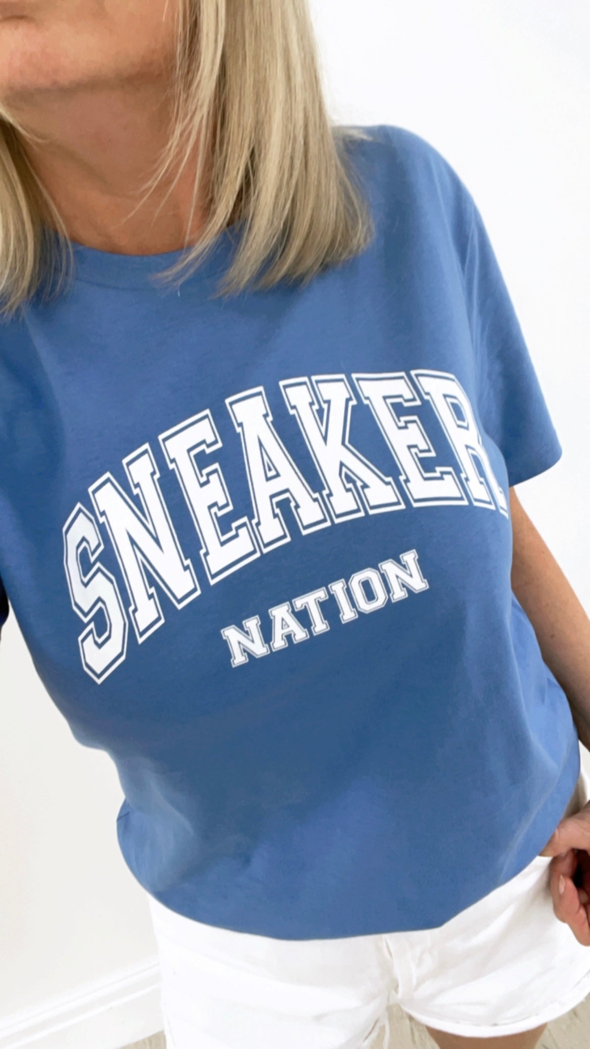 Cobalt Blue Sneakers Nation Tee - BOYFRIEND FIT