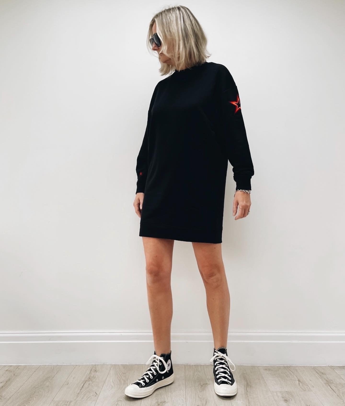 Black Oversized Sweatshirt Dress