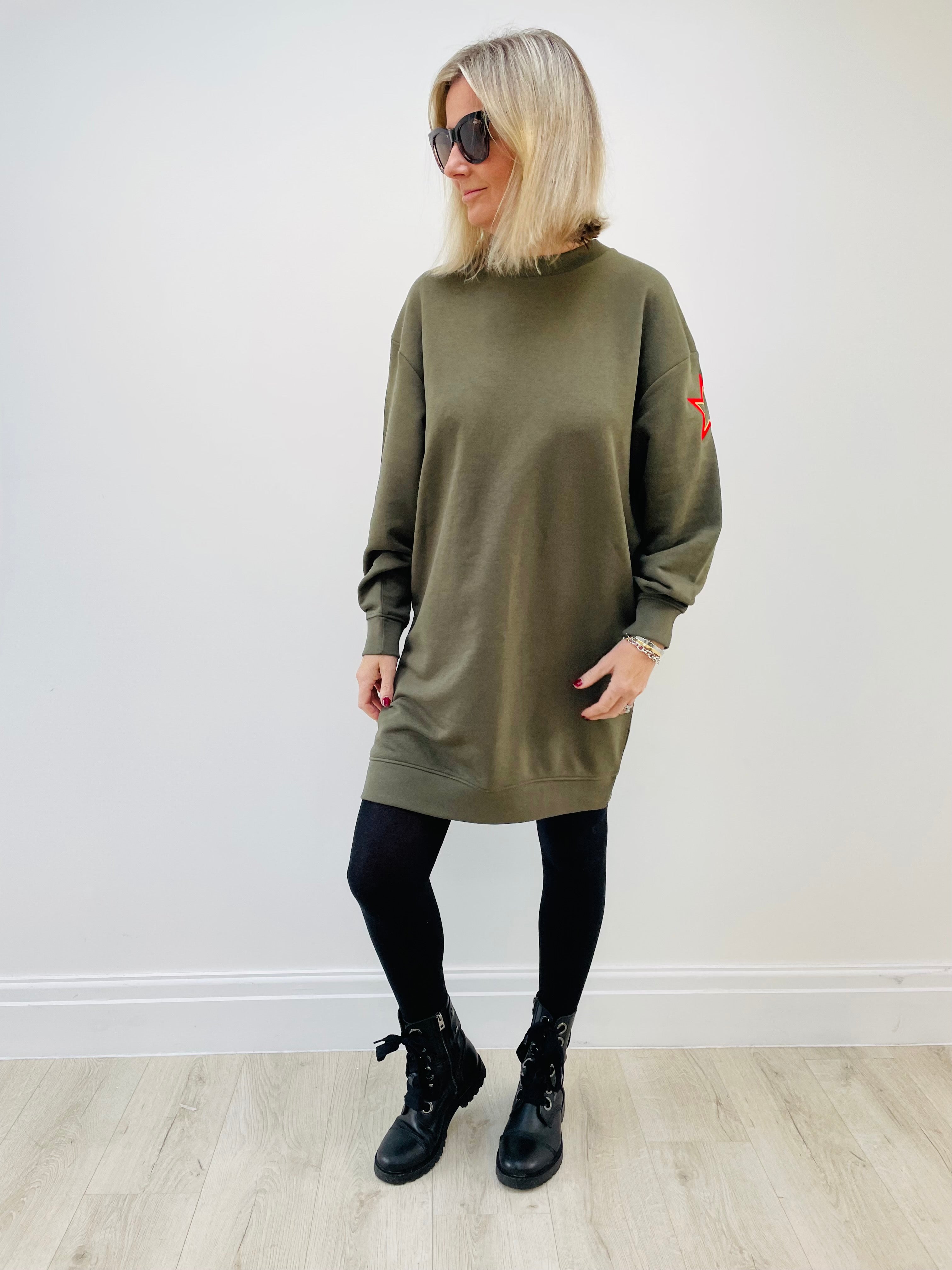 Khaki Oversized Sweatshirt Dress MADE TO ORDER